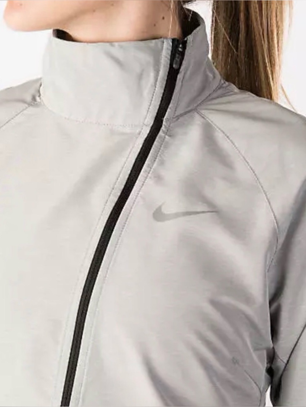 Nike Women's Light Gray Asymmetric Zip Utility Jacket